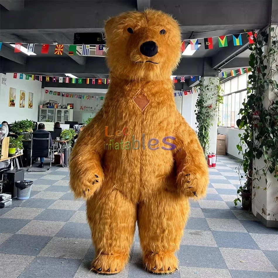 Customized Classical Colorful Polar Bear Fur Plush Inflatable Polar Bear Mascot Costume Mascot Inflatable Bear Costume For Sale