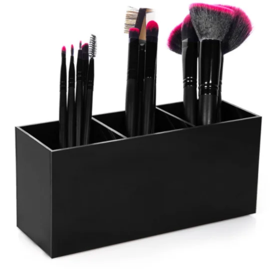 3 Slot Acrylic Cosmetics Brushes Storage Solution Makeup Acrylic Brush Holder Display Makeup Brushes Holder