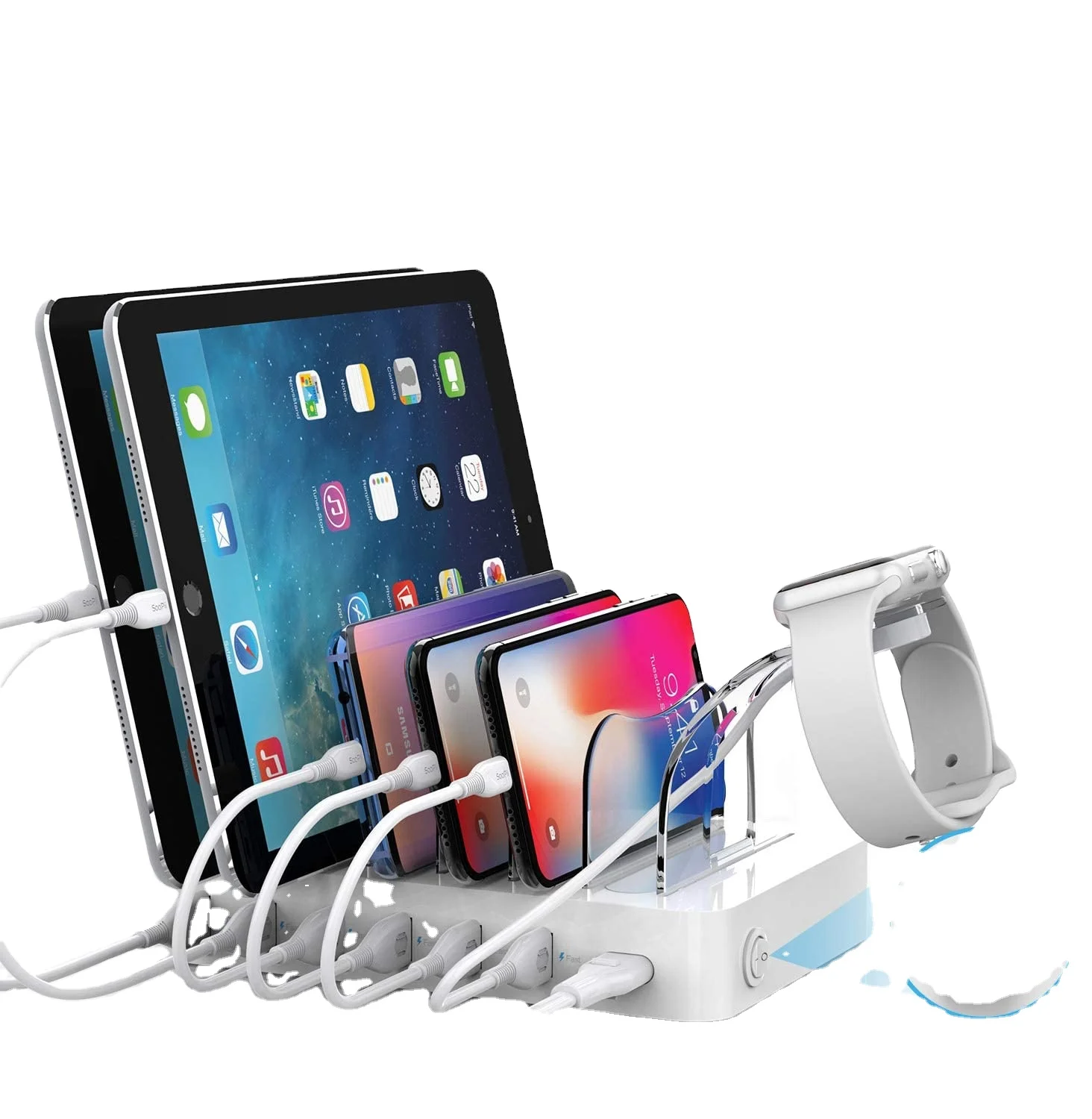 
Soopii Quick Charge 3,0 60 Вт 12A 6-портовое USB зарядное устройство для мобильных телефонов и планшетов, док-станция для зарядки с наручных часов iWatch, кронштейн 