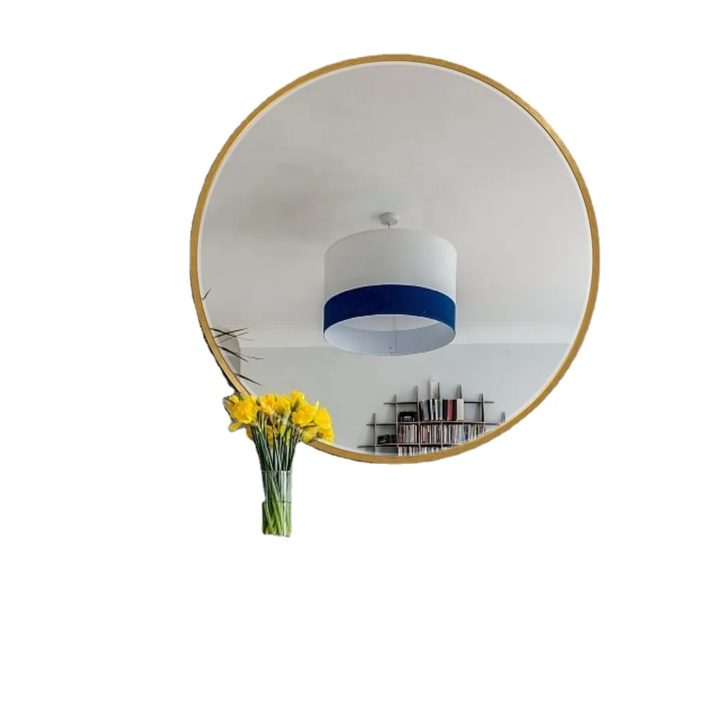 Wholesale Decorative Wall Mirror with Gold round Aluminum Frame Home Decorative Glass Mirror