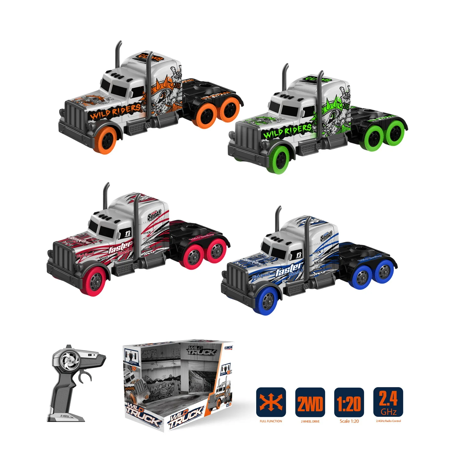 BGL 1/16 RC Container truck Toy 2.4GHz 2WD Radio Remote Control Rc Truck trailer