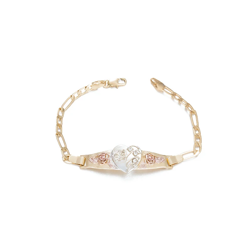 2021 New Jewelry 14k gold plate Heart rose Charm Bracelet for Women