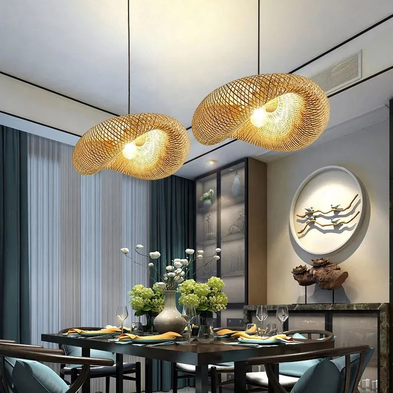 Handwoven Natural Biodegradable Bamboo Chandelier Pendant Light For Hotel