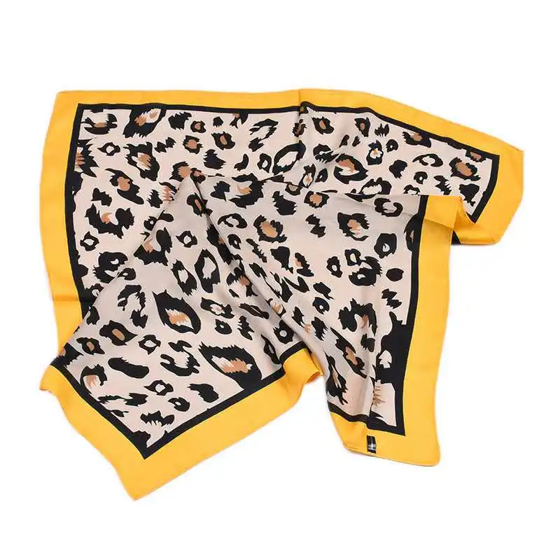 Leopard print small square Multi-usage neck scarf for women women handbag decoration towel