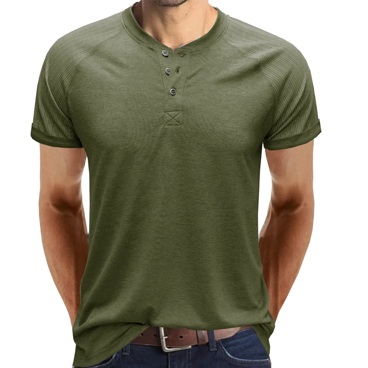 Wholesale Cheap Price Plain T shirts In Bulk Designer Button Body Fitted T-shirts For Men