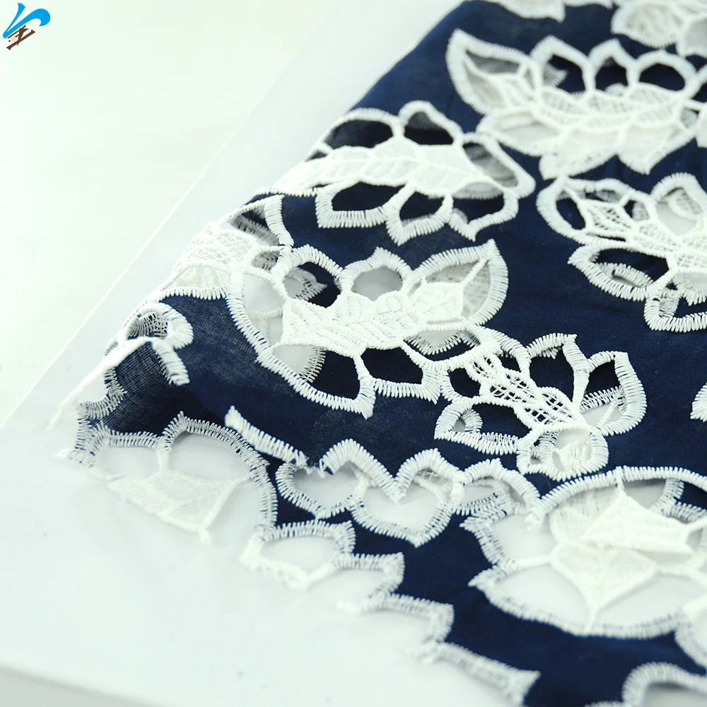 Wholesale High Quality Cotton laser embroidery fabric Hollow Hole punch embroidery Fabric