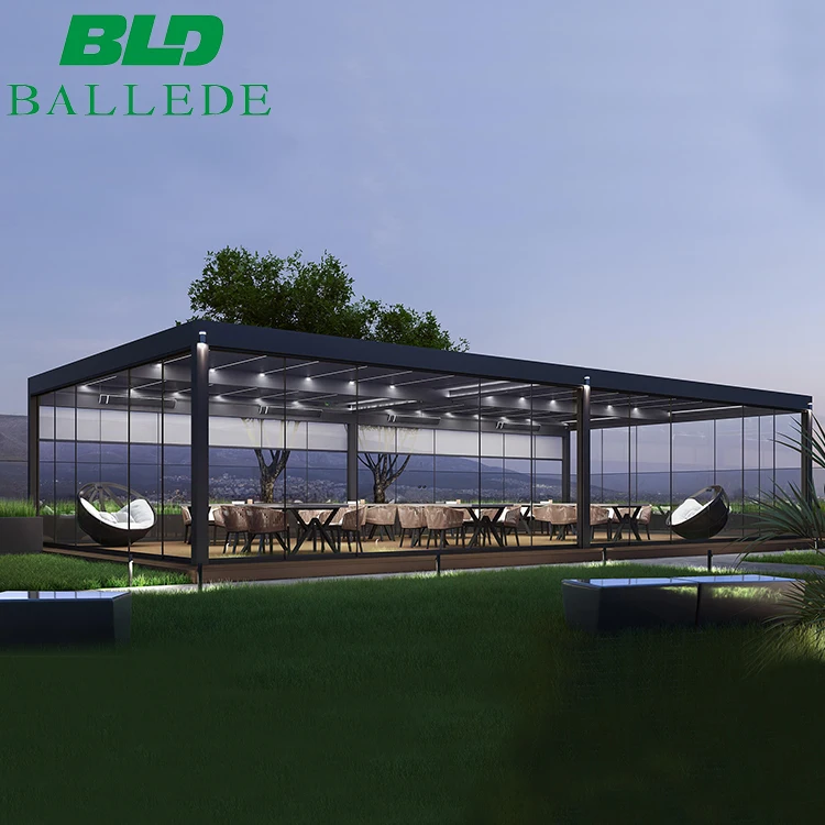 Luxury Outdoor Metal Furniture Cover Backyard Waterproof Opening Roof Louver Aluminum Gazebos Awning