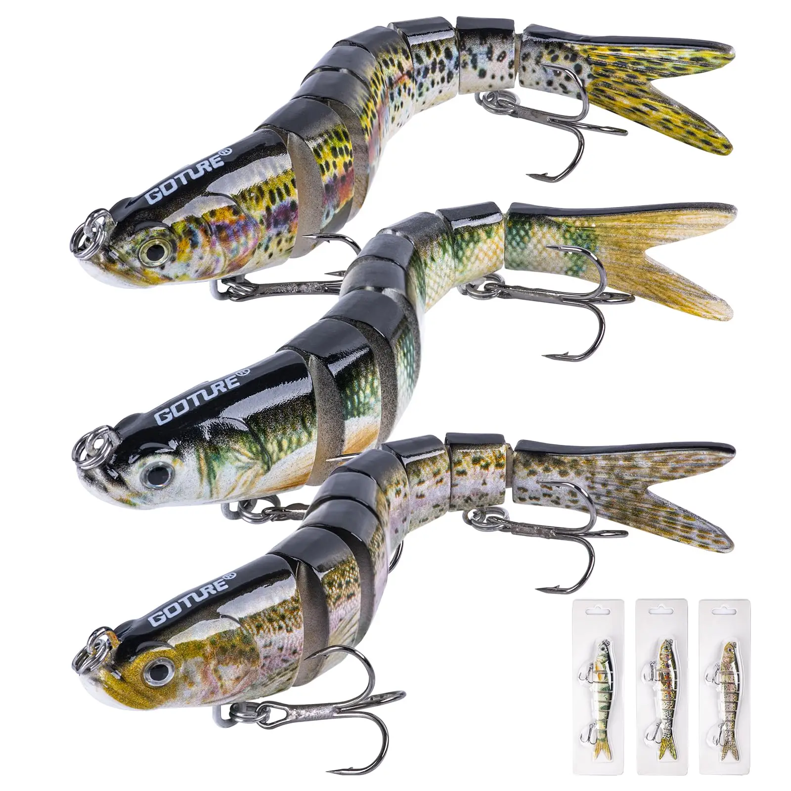 Goture Bass Fishing Lures Lifelike Jointed Swimbait for Trout Walleye Crappie Pik Slow Sinking Segment Swimming Bait