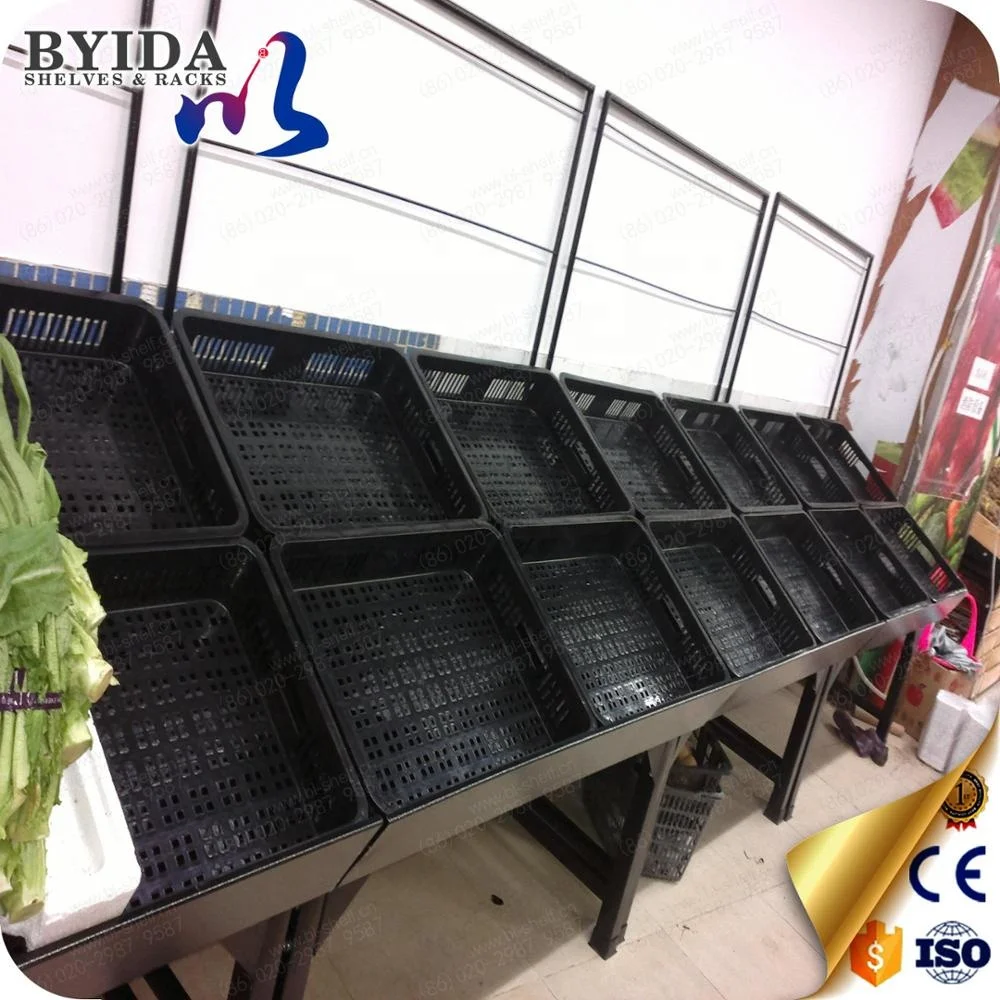 Supermarket vegetable and fruit display rack for store