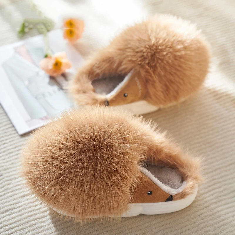 Cute Hedgehog Women Cute Wholesale Animal Plush Fluffy Fuzzy Slippers Soft Plush House Shoes Home Slippers For Women