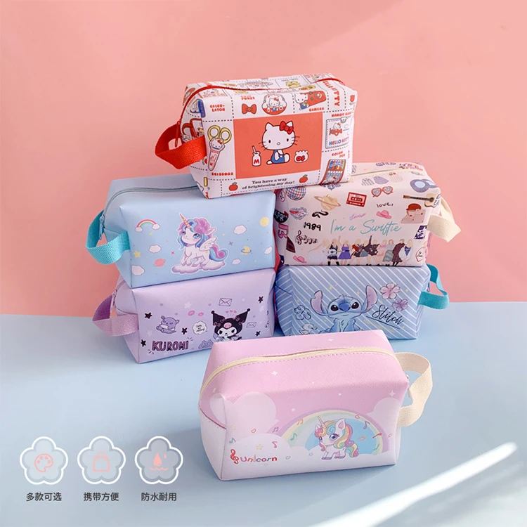Kawaii Lilo and Stitch Cosmetic Pouch Sanrios Kuromis Cosmetic Bag Accessories Wholesale Hello My Kitties Stuffed Makeup Bag