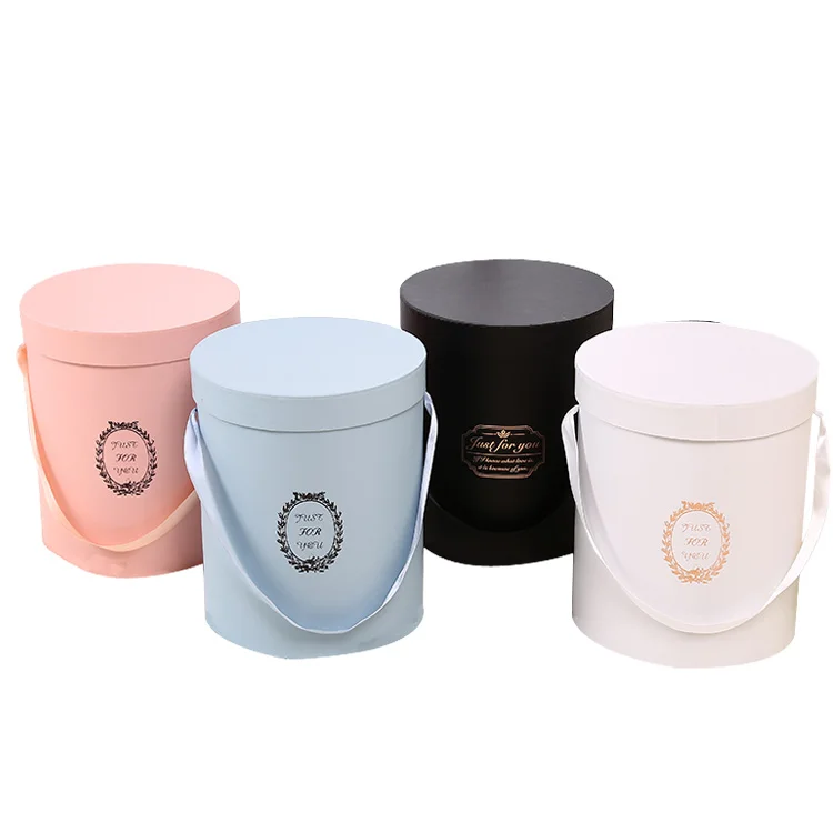 OEM 3pcs Cheap Fancy Boite Big Luxury Valentine Packaging Eternal Rose Preserved Flower Round Floral Gift Box Paper For Bouquets