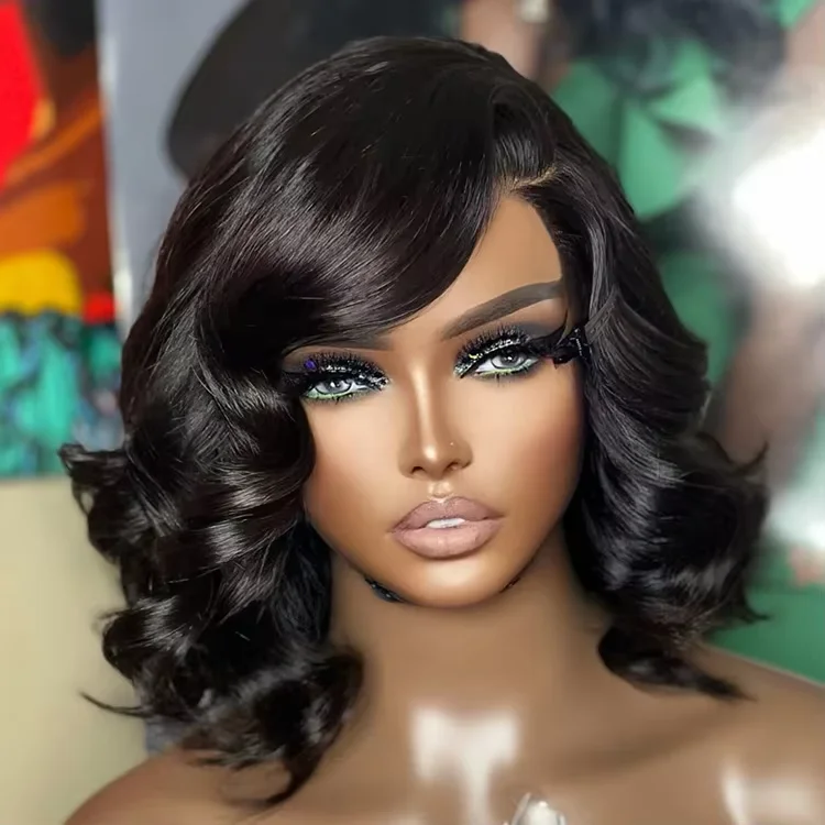 New Fashion Mature Boss Brown Ombre Highlight / Natural Black Loose Wave Human Hair Glueless 5x5 4x4 Lace Closure Wigs for Women