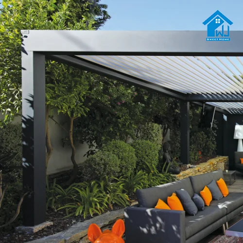 Hotel garden leisure high end large furniture matching sofa set modern outdoor aluminium pergola