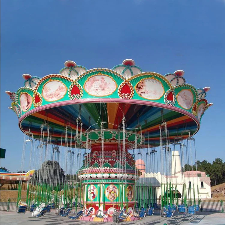 Amusement Park Kids and Adult Funfair Playground Outdoor Thrilling Rides High Quality Shaking Head 24 Seats Luxury Flying Chair
