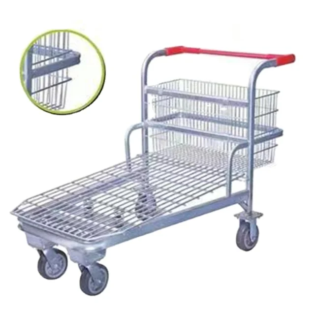 High quality metal hand trolley stainless steel platform trolley for goods transport