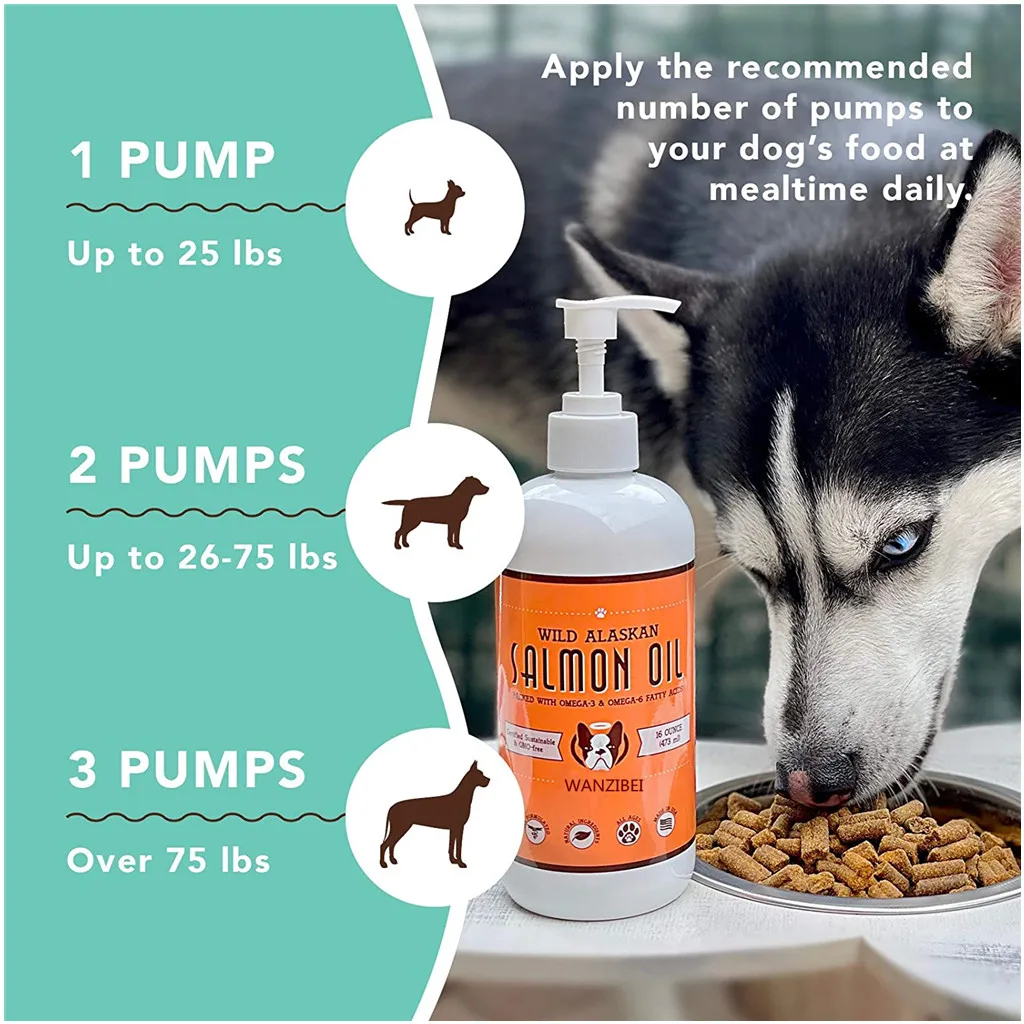 Wild Alaskan Salmon Oil and Omega 3 for dog  support Heart Health, Joint Function, and Skin & Coat