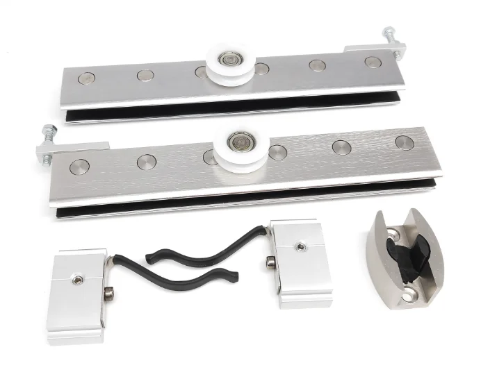Factory Frameless Stainless Steel Rail System Screw Handle Roller Sliding Full Set Shower Door Hardware