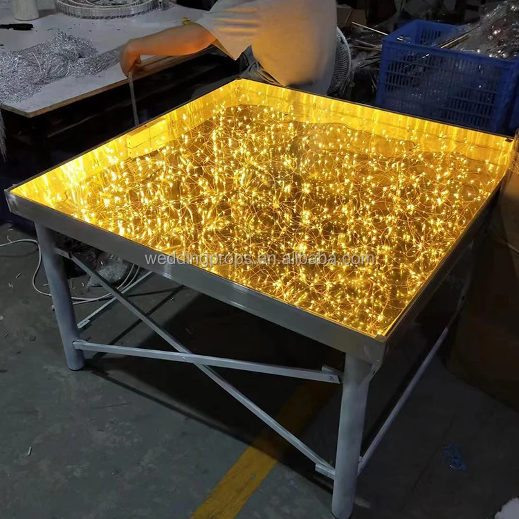 Wedding decor event hall modern circle led dance floor acrylic stage platform