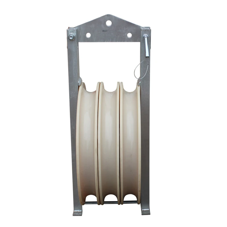 508x100mm Overhead Line Stringing Pulley Three-wheel Conductor Stringing Pulley Blocks