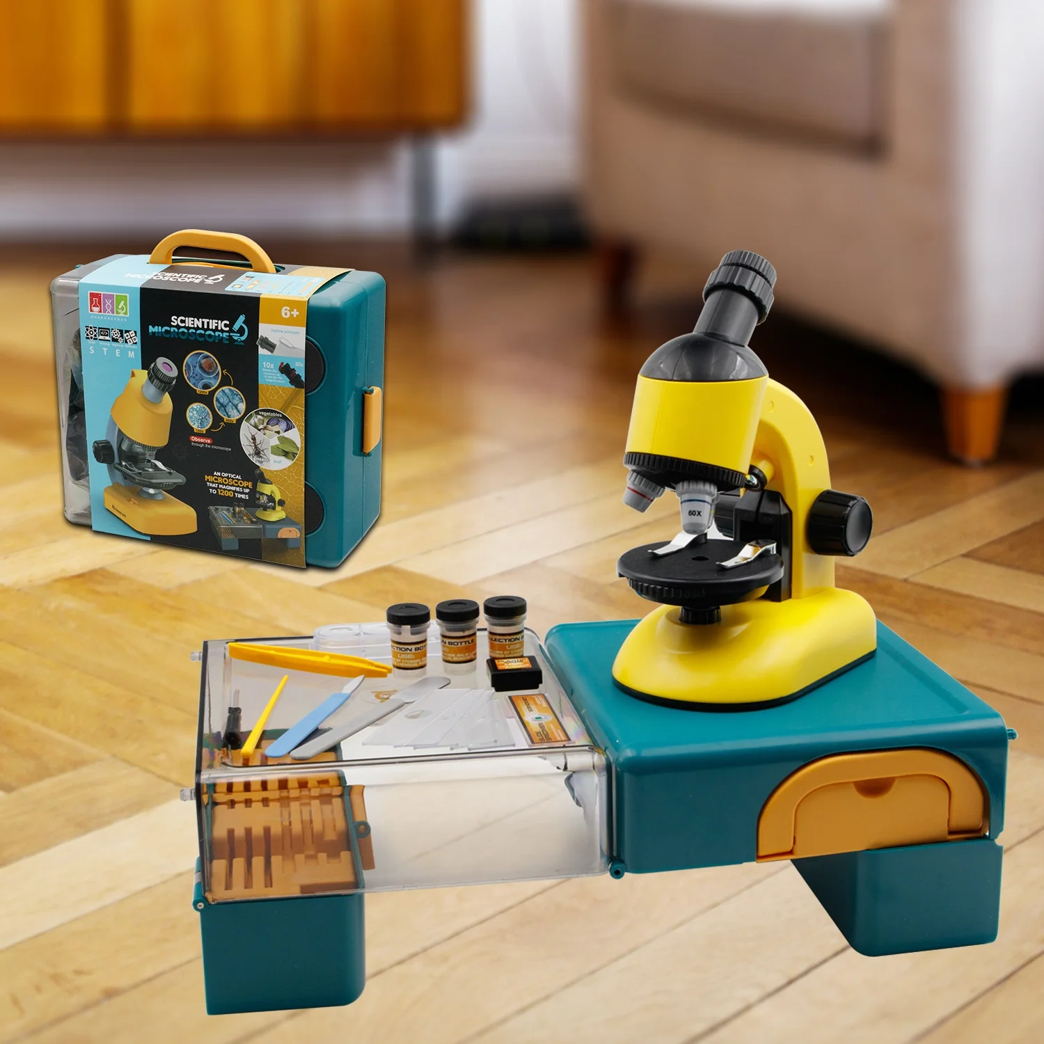 Educational Portable Science Kit Microscope Toy Rotates And Folds Tools Lab Observation Set For Children Toys