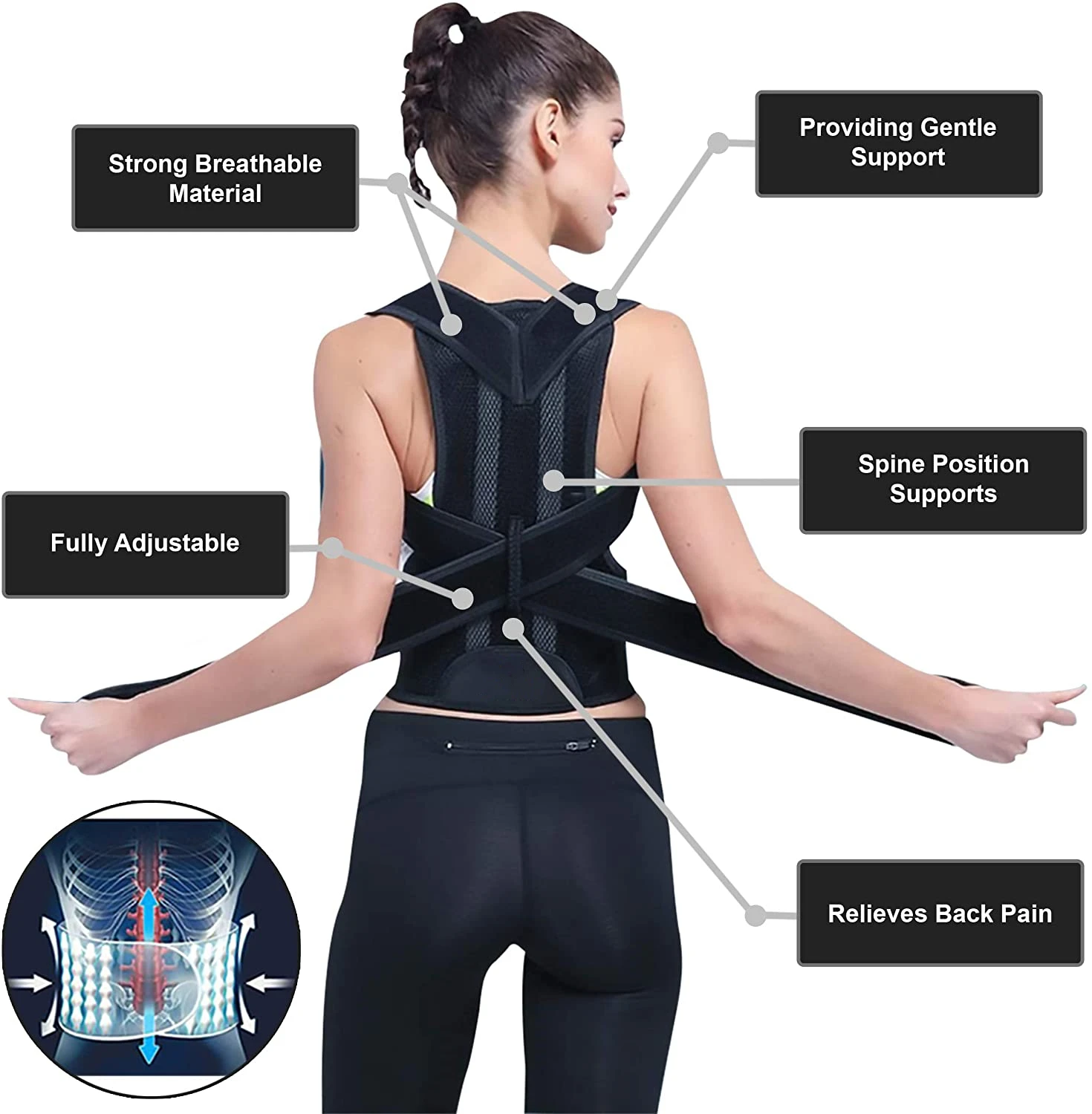  Posture Corrector 2021 Manufacturer High Quality Lower Pain Relief Back Brace Lumbar Support