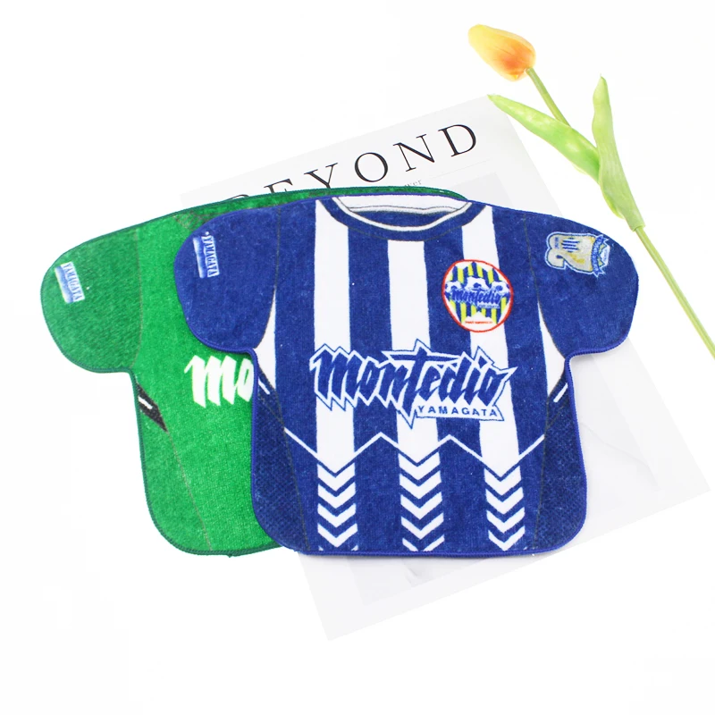 custom cotton printed special-shaped hand towel football/basketball jersey shape rally towel