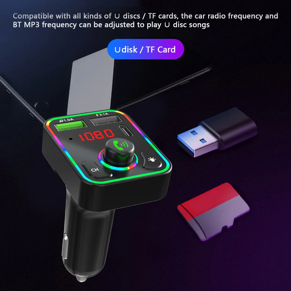 Hot Sale Wireless MP3 Player HandFree Car kit FM Transmitter Dual 3.1A car charger