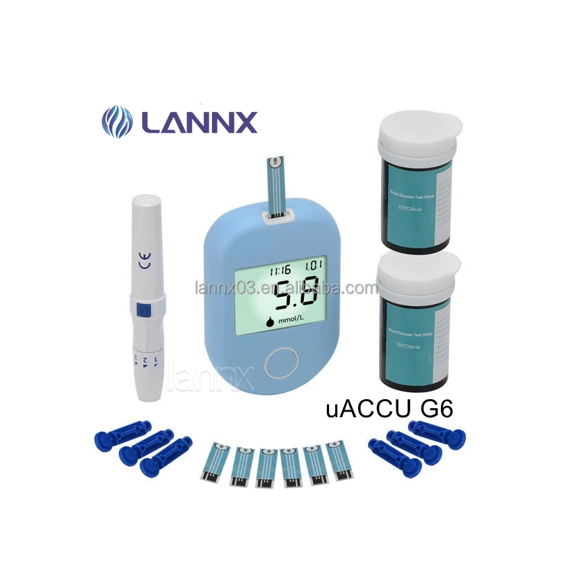 LANNX uACCU G6 Custom Diabetes products Digital Blood Glucose Meter with glucose Test strips Blood Glucose Monitoring Meter