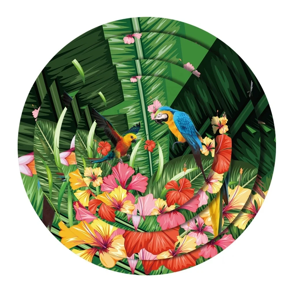 Colorful parrot tropical green plant plate  home kitchen plate western food plate
