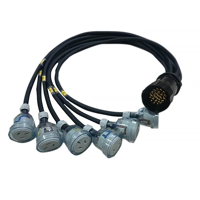 Black socapex 19 pin connector male plug female socket Inline connector for power distro box