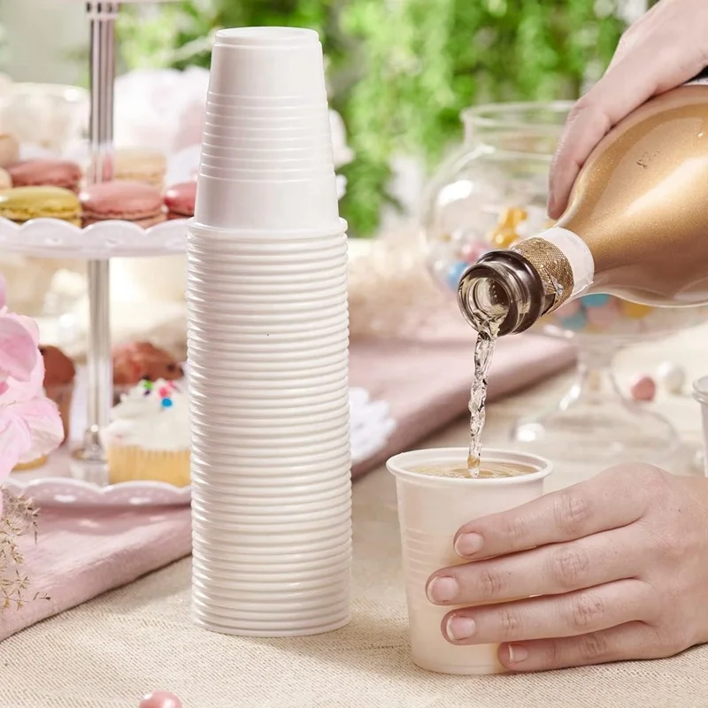 7 Oz Polypropylene Disposable White Plastic Drinking Cups For Party