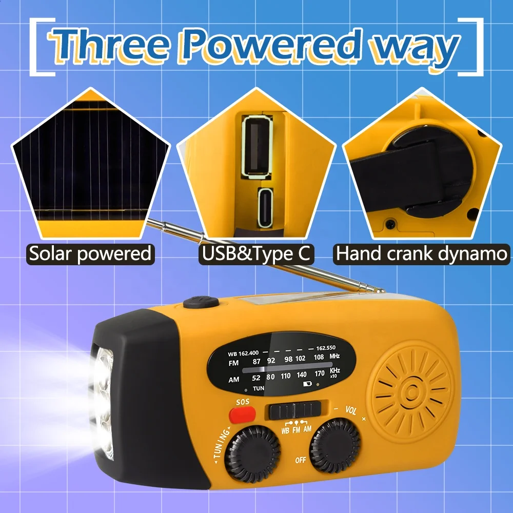 Портативное мини fm-радио Dooomore, аварийная погода, солнечная панель, работает от солнечной батареи, ручной AM FM WB радио, портативное