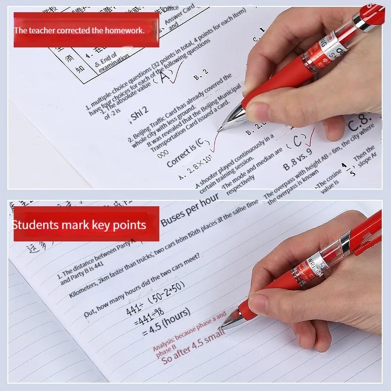 Deli 33388 red pen for teachers to correct homework red pen 0.5mm for students to mark key red ink pen core
