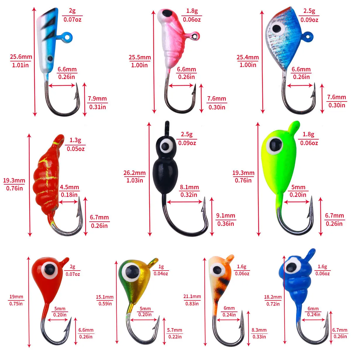JETSHARK Ice fishing lead head hook  new mini metal winter fishing hook set boxed lure lead head hook tungsten ice fishing jig