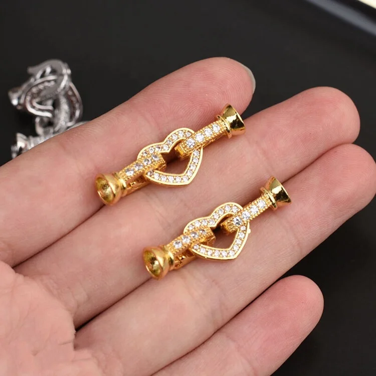 zircon keychain closer heart rose gold filled lobster bag clasp bead sterling silver bracelet diy necklace accessory clasps