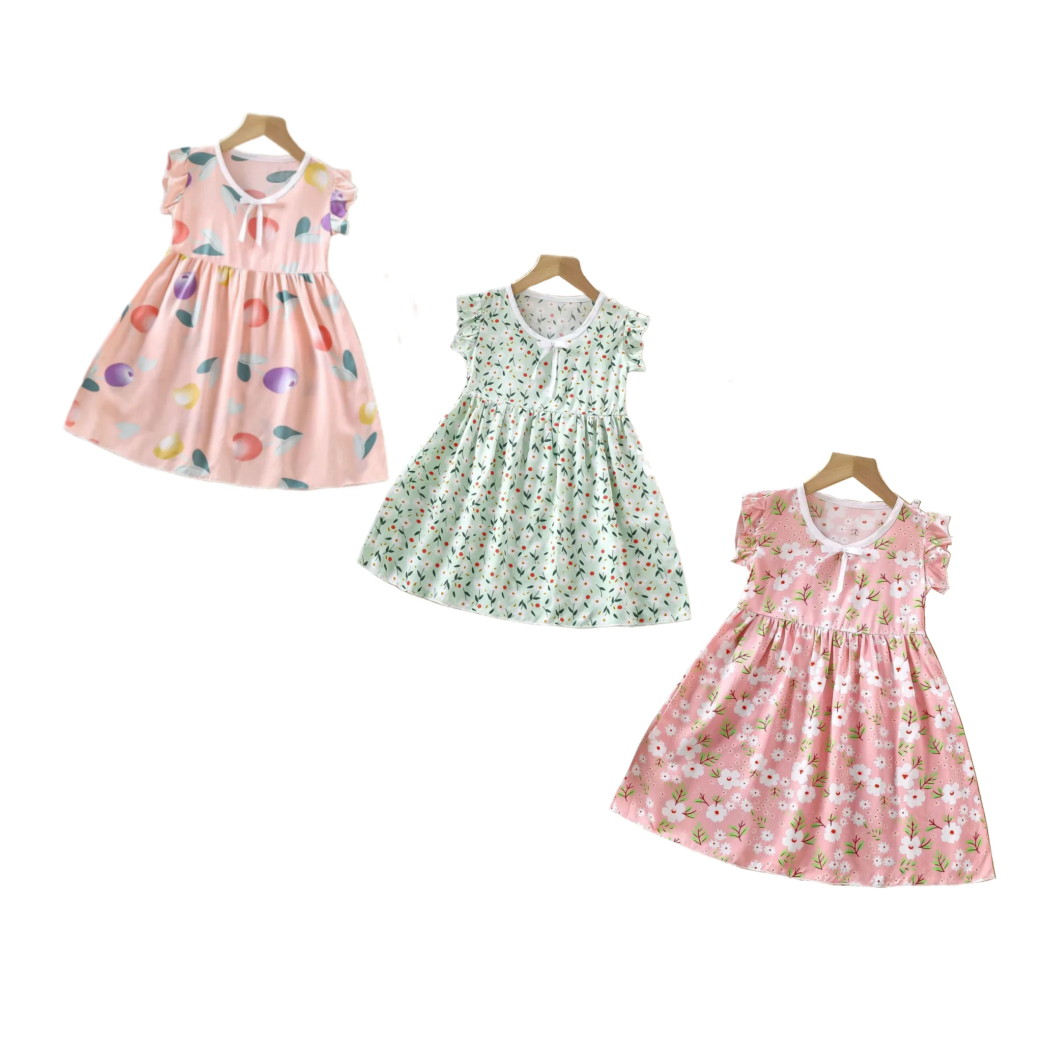 Summer girls cotton silk nightdress baby lace collar dress wholesale