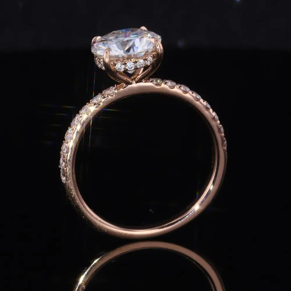  Starsgem четырёхкоготь 14K золото Муассанит и бриллиант ВЕЧНОСТЬ Свадебное обручальное