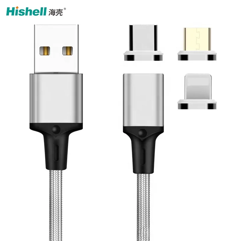 Wholesale On stock 3 in 1 magnetic charging cable micro usb lighting phone