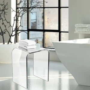 Modern waterfall transparent rectangular table round side table end acrylic coffee side table for living room bathroom