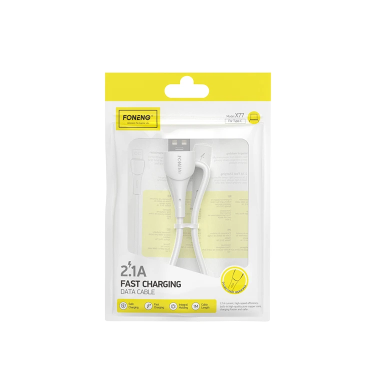 2022 Top sale wholesale FONENG Best Selling X77 2.1A fast charging cable Data cable  mini bag  Data cable
