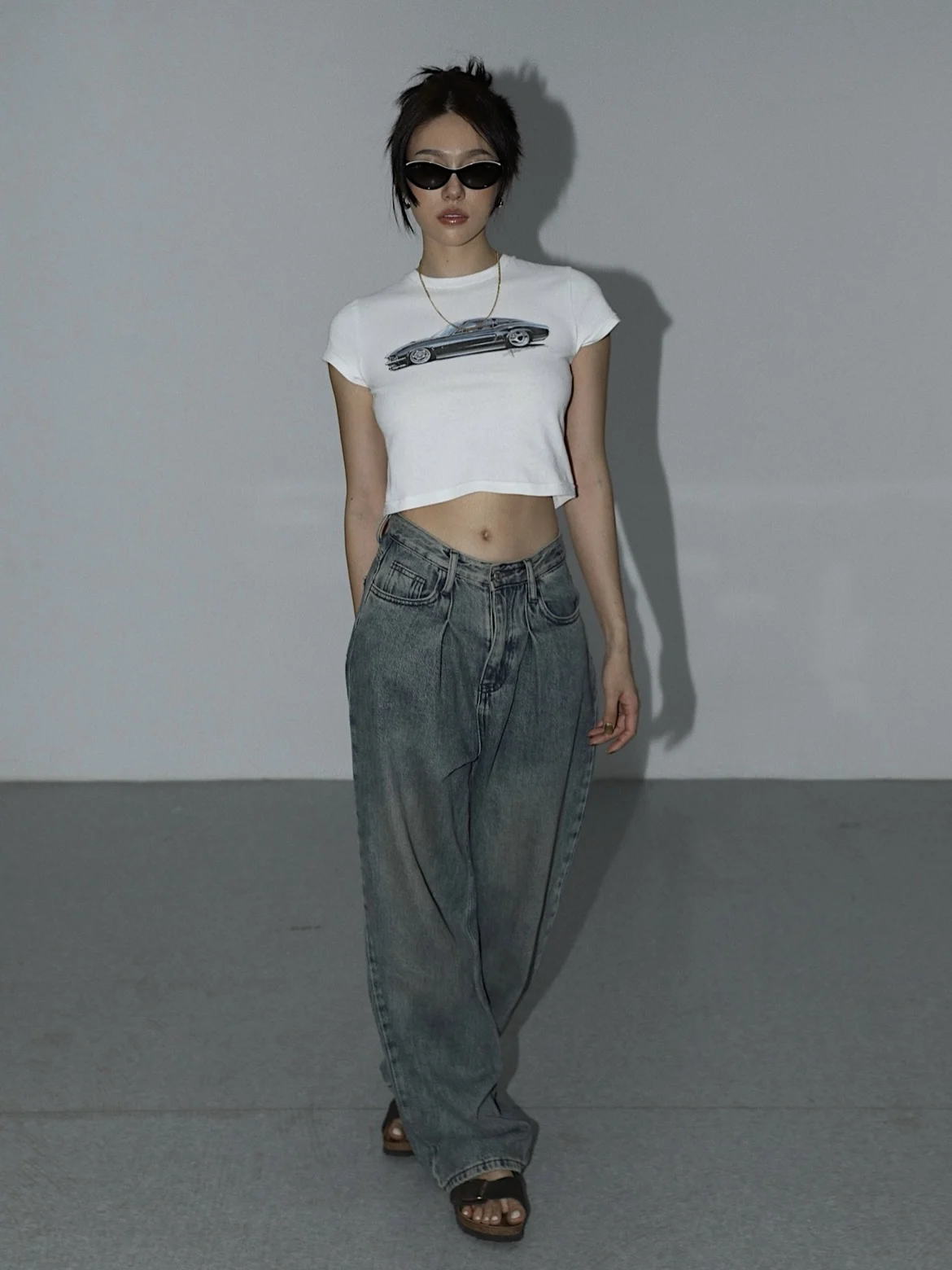 Organic Cotton Fashion Baby Tee Sustainable Women Sexy Printed Crop Tee Eco Friendly Crop T Shirt