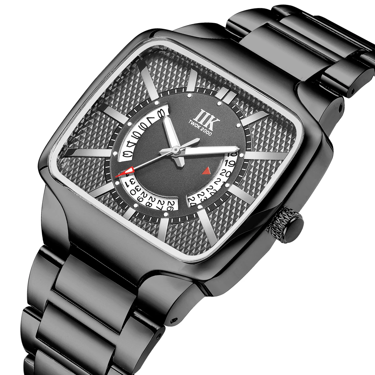 Shinny Square IIK Collection Green Dial Waterproof Date Quartz Custom Logo Men Wrist Watch
