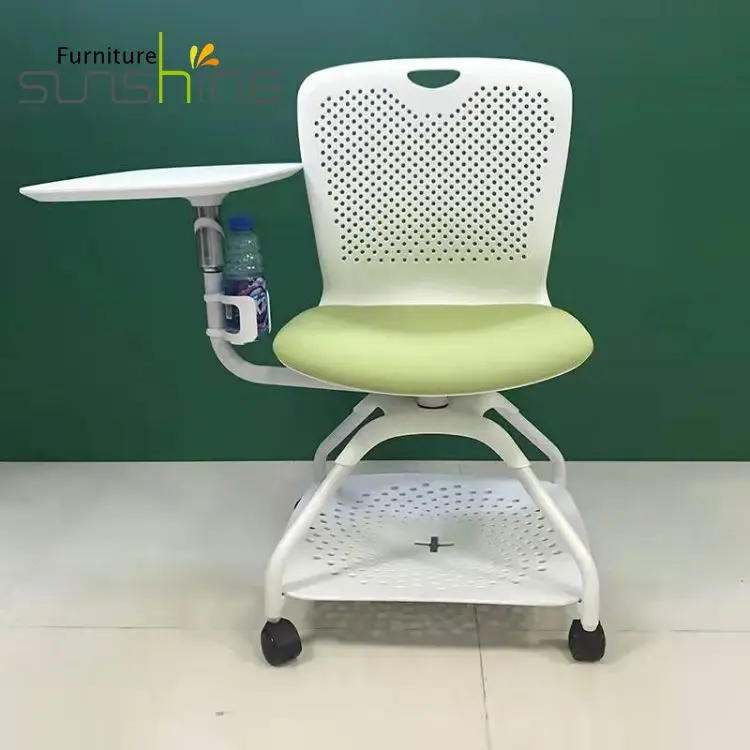 Design Table Sets Workshop Home Wheels On Popular Style Event Notes 360 Swivel Armrest Wheel Training Chair With Abs Writing Pad