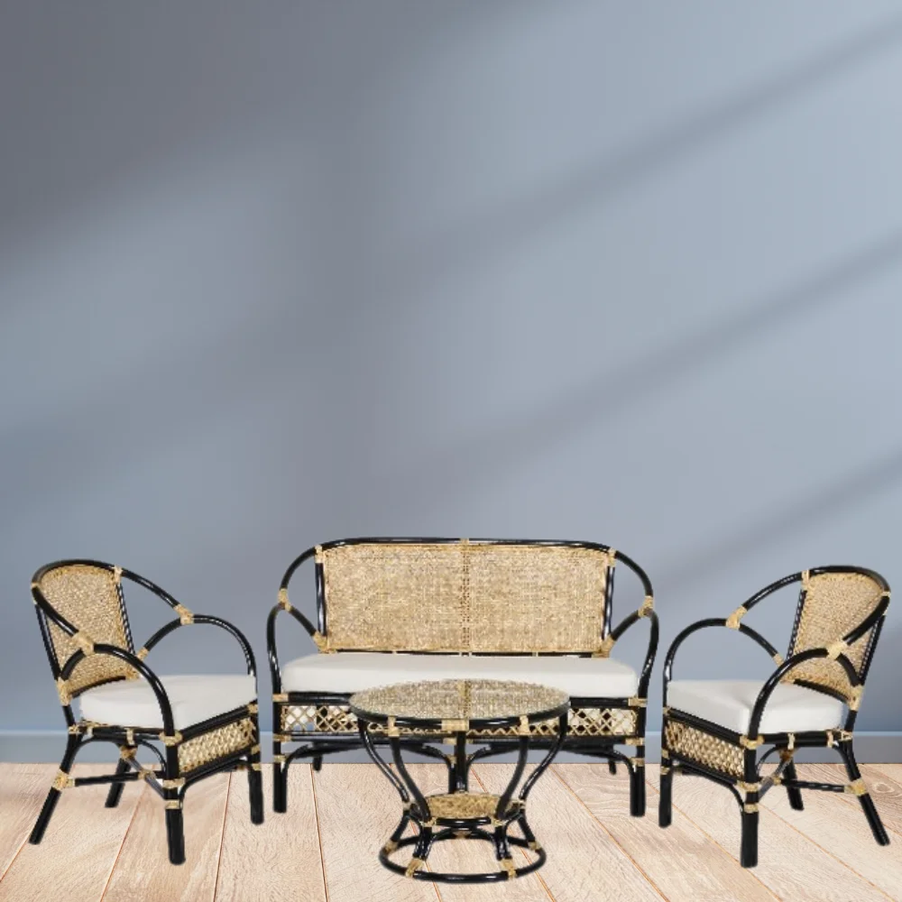 Hot Selling Handmade Rattan Corona Living Set for Apartment Includes Living Room Chair and Coffee Table from Indonesia