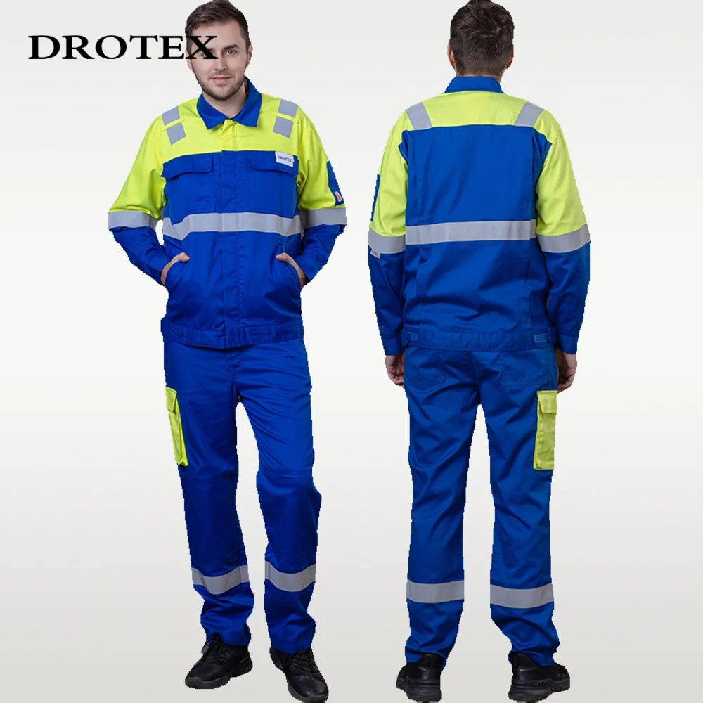 Оптовая продажа защитная одежда FR Hivis светоотражающая рабочая для электриков горнодобывающая нефть газ куртка брюки костюмы безопасности