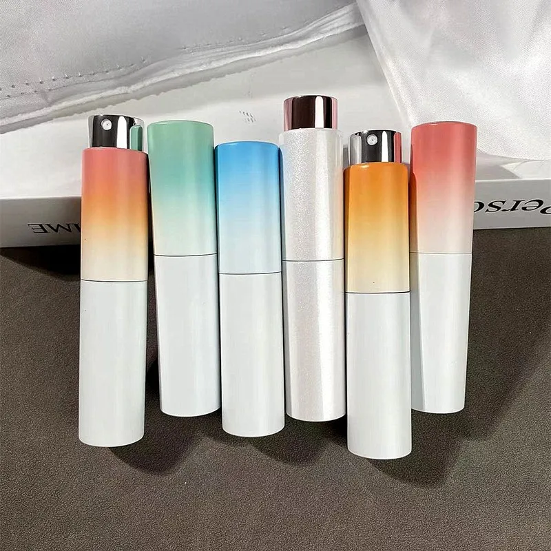 High quality Color gradient 10ml aluminum enclosure empty perfume refillable spray bottle