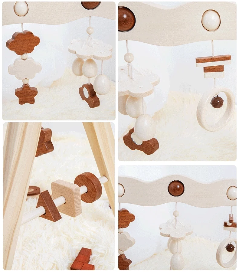 Winning Design Activity Baby Gym Wooden Fitness Frame Toys Play Hanging Crochet Hanging Dolls Beech Play Foldable Gym Wood Toy
