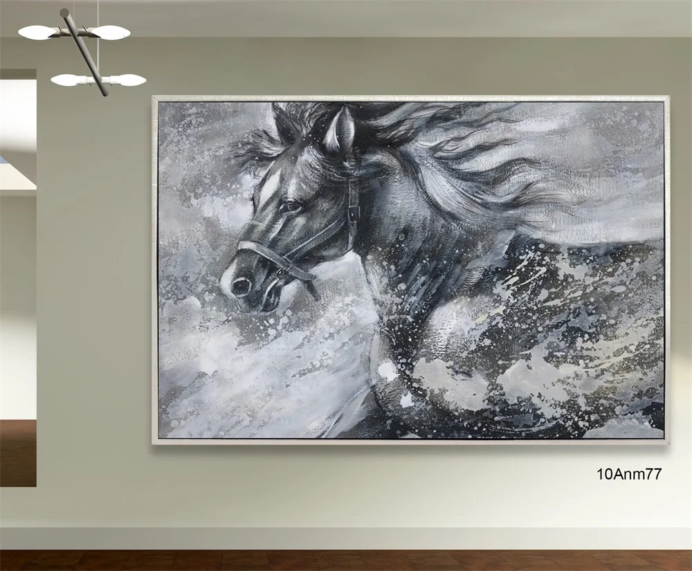 Eager Art Customized 100% Handmade Homestay Decorative Abstract Horse Wall Art Oil Painting on Canvas