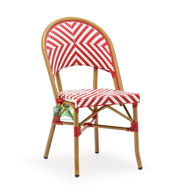 French stackable red wicker weaving bistro chair outdoor furniture (E1185)